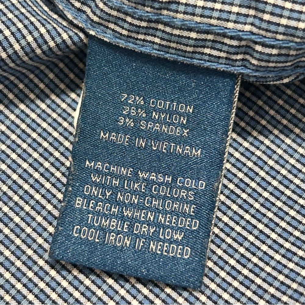 COLE HAAN Mens Grand Os Performance Button Down Shirt Blue Check Medium - Picture 5 of 5
